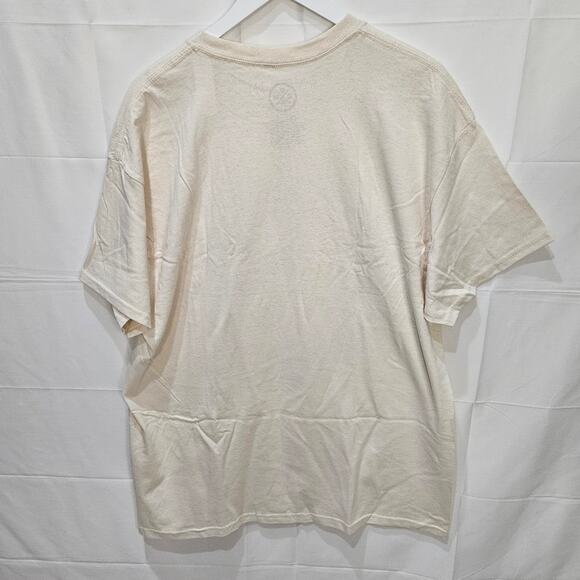DOM Tie Dye Graphic Yin and Yang Short Sleeve Cream Colorful Tee Size XL - Picture 3 of 6